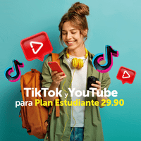 Promo Tiktok y Youtube para plan estudiante 29.90