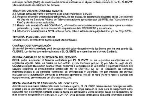 Conformidad a contrato de prestación del servicio público de telefonía fija inalámbrica prepago