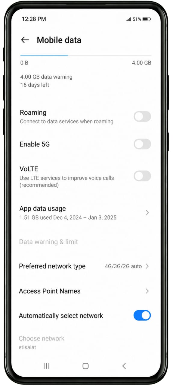 Accede a Datos móviles