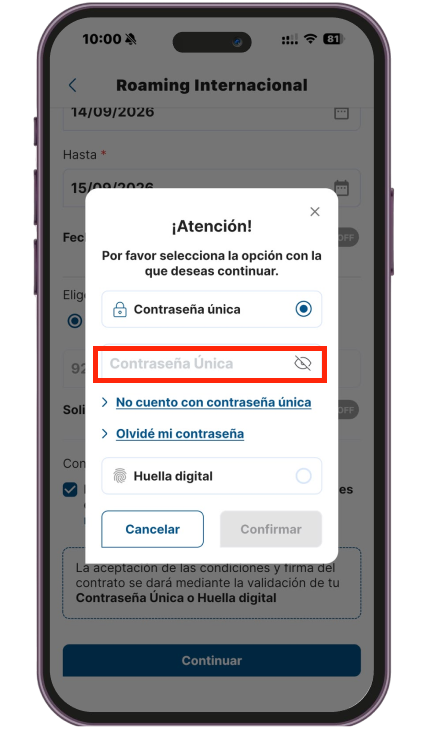 <p>Ingresa tu <strong>Clave Unica</strong> para iniciar con tu servicio <strong>Roaming!</strong></p>