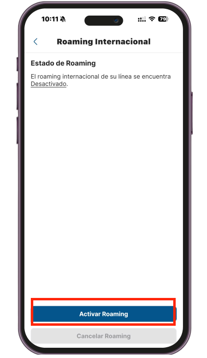 <p>Hacer click en <strong>Activar Roaming</strong></p>